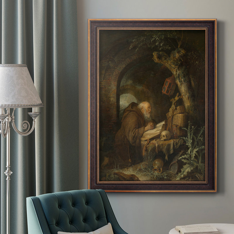 Biddende Kluizenaar - Peinture sur toile encadrée, H 27 po x l 18 po x P 2,5 po
