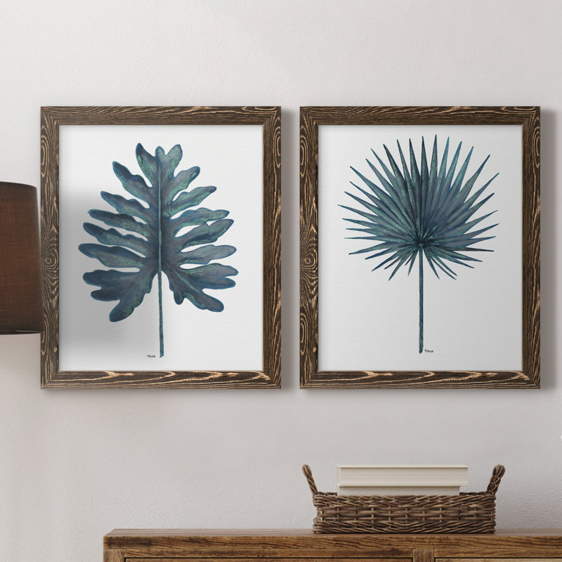 «Blue Oasis I», ensemble de 2 reproductions d'art, H 20 po x l 17 po x P 1 po, Toile avec cadre en noyer, Pas de tapis