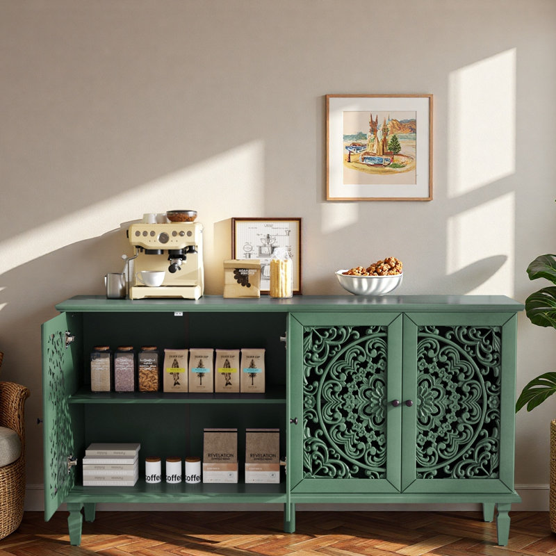 Buffet floral ajouré Floral, Vert antique