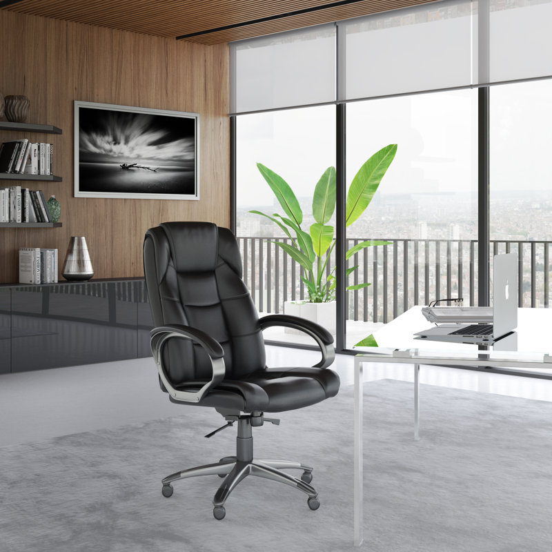 Genuine Leather Executive Chair, Black