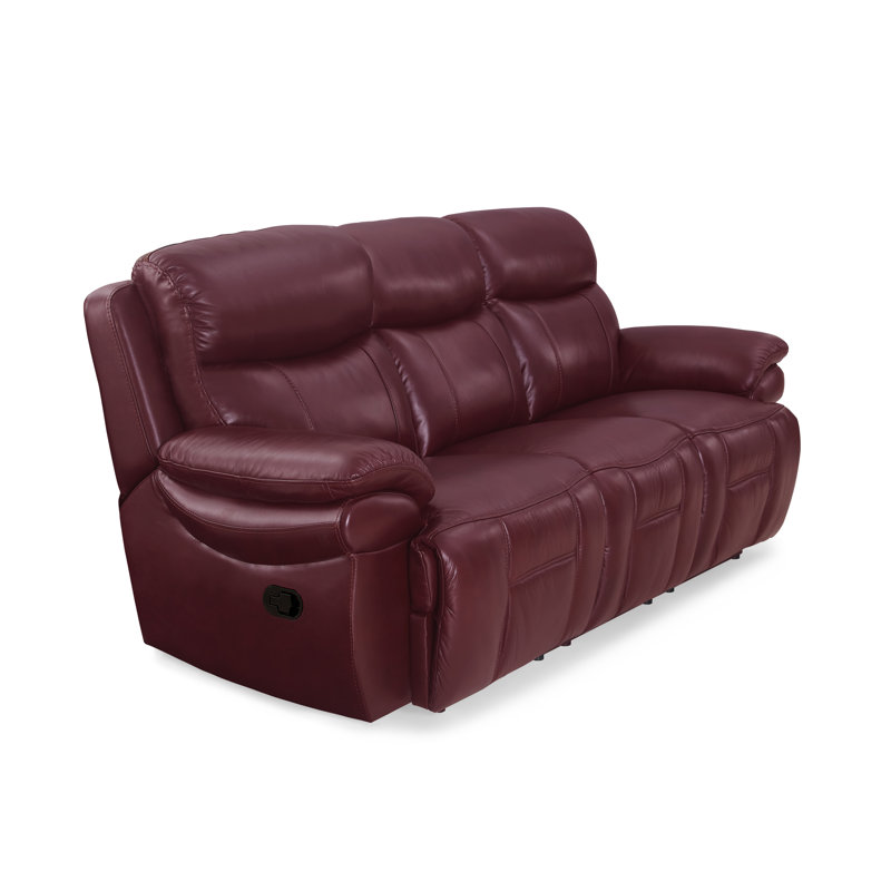 Jaece 3 Seater Manual Reclining Sofa in Wine Leather
