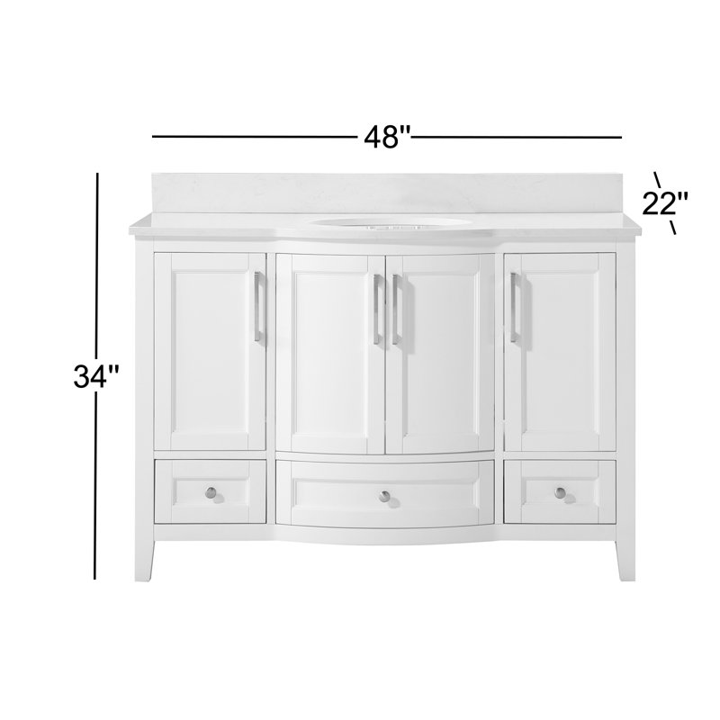 Aleeshba 48'' Single Bathroom Vanity with Engineered Stone Top