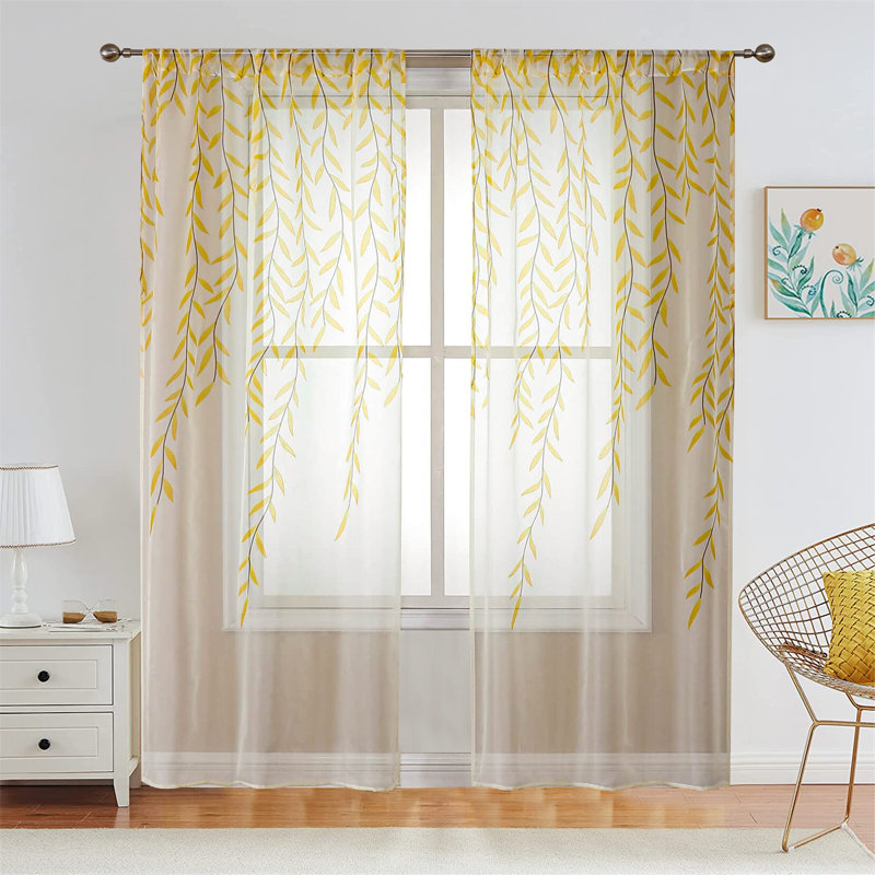 Rideau en polyester Fegan, Jaune