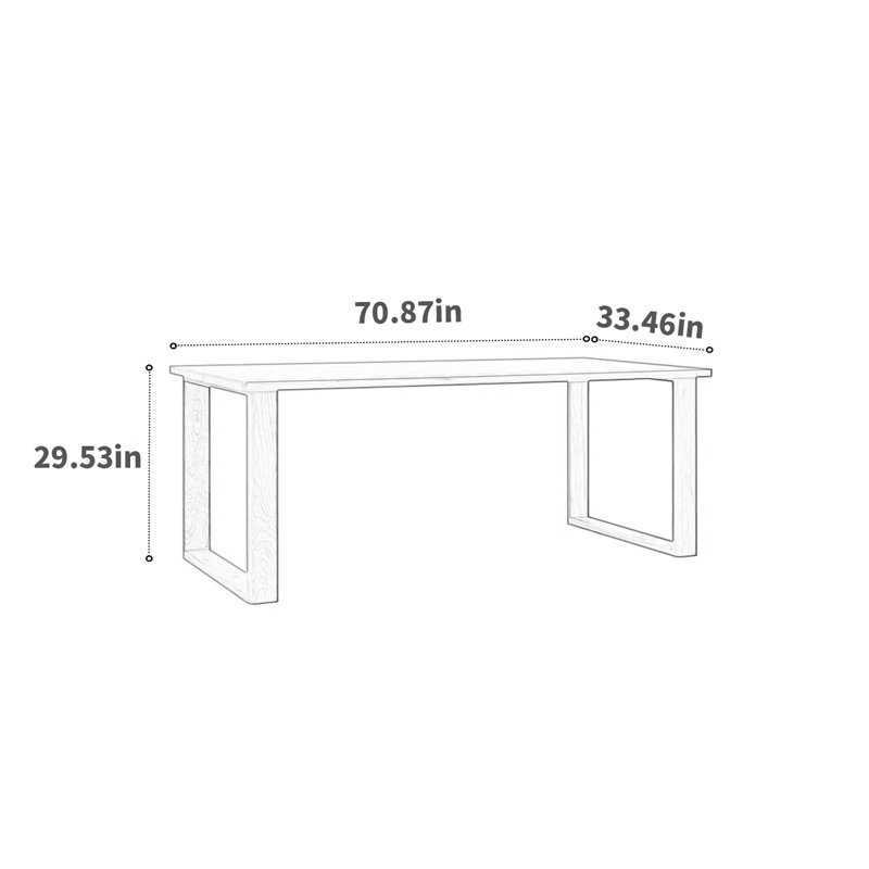 Cherry Solid Wood Dining Table, 33.46" W x 70.87" L
