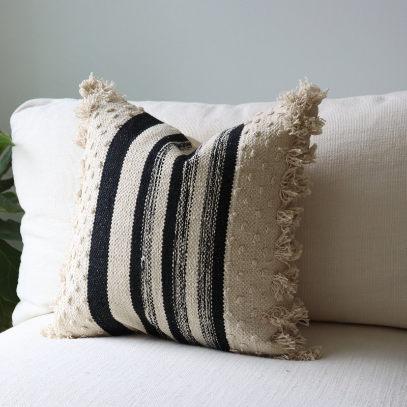 Housse de coussin en coton rayé