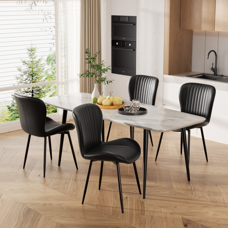 Chaise d'appoint rembourrée Modern (ensemble de 4), 4, Noir