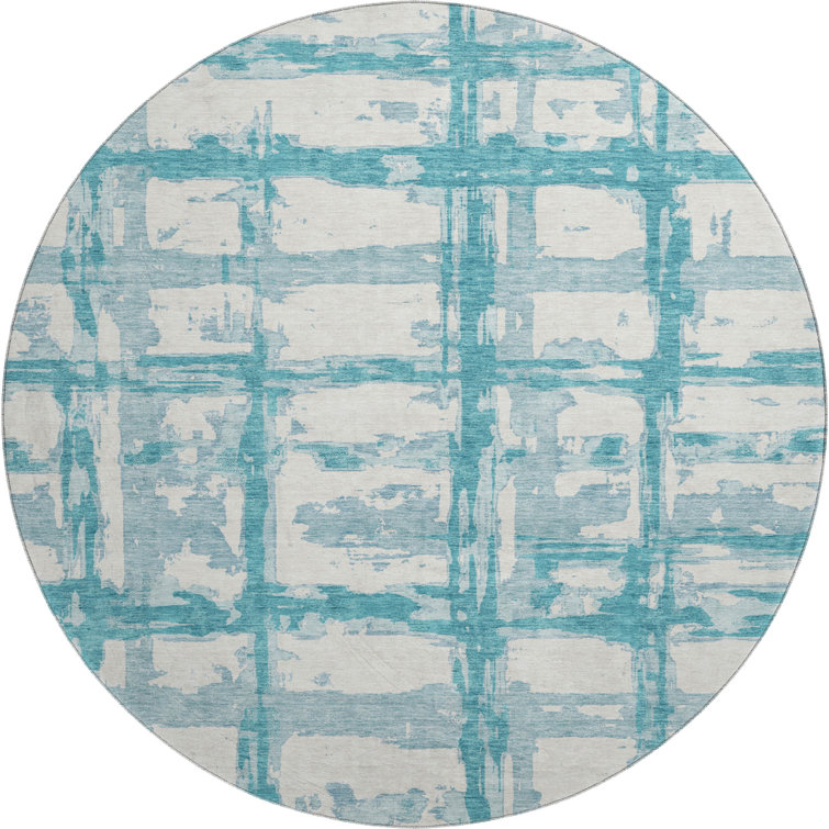Premium Machine Washable Prisco Teal Rug