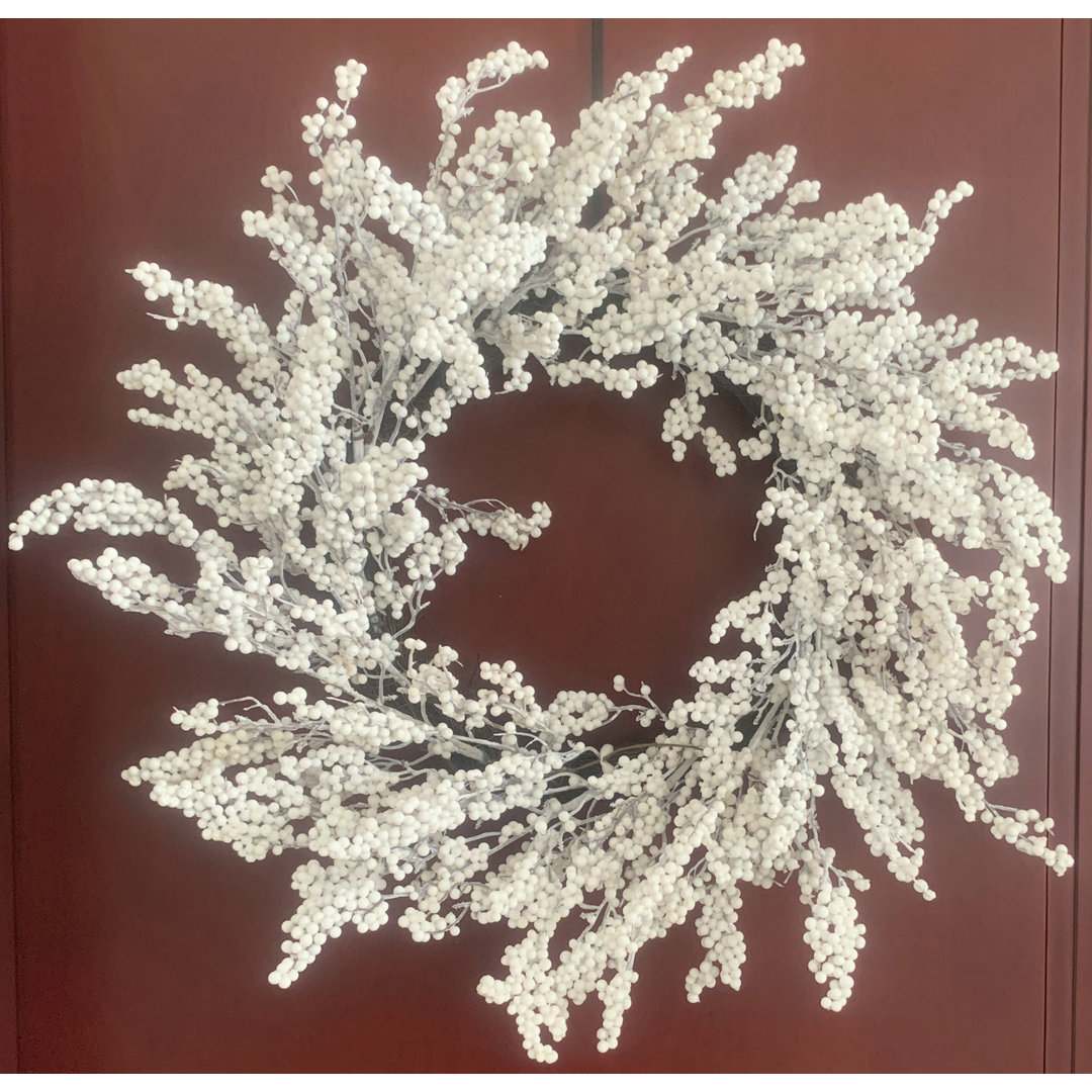 24" Faux Winter Christmas Front Door Berry Wreath The Holiday Aisle®