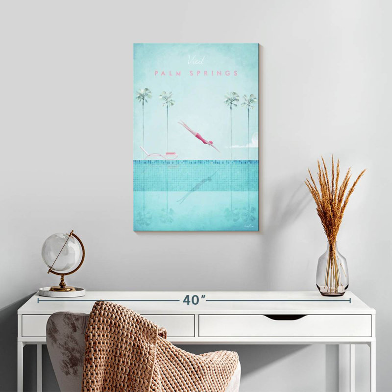 Affiche de voyage rétro Aime Palm Springs, H 24 po x l 16 po