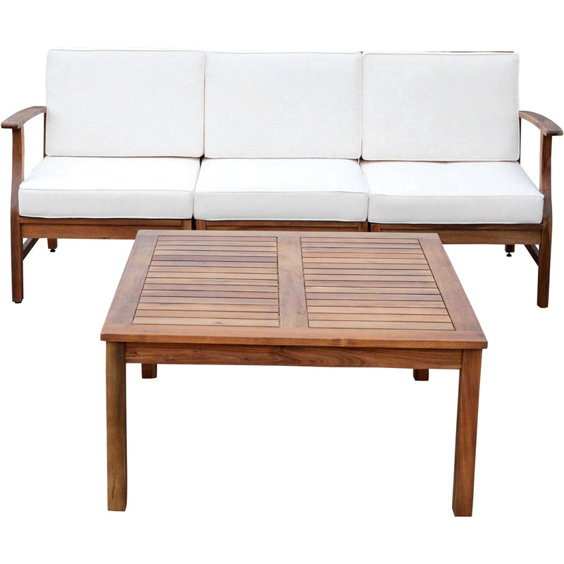 Perla 3 Seater Sofa And Table Set, Cream