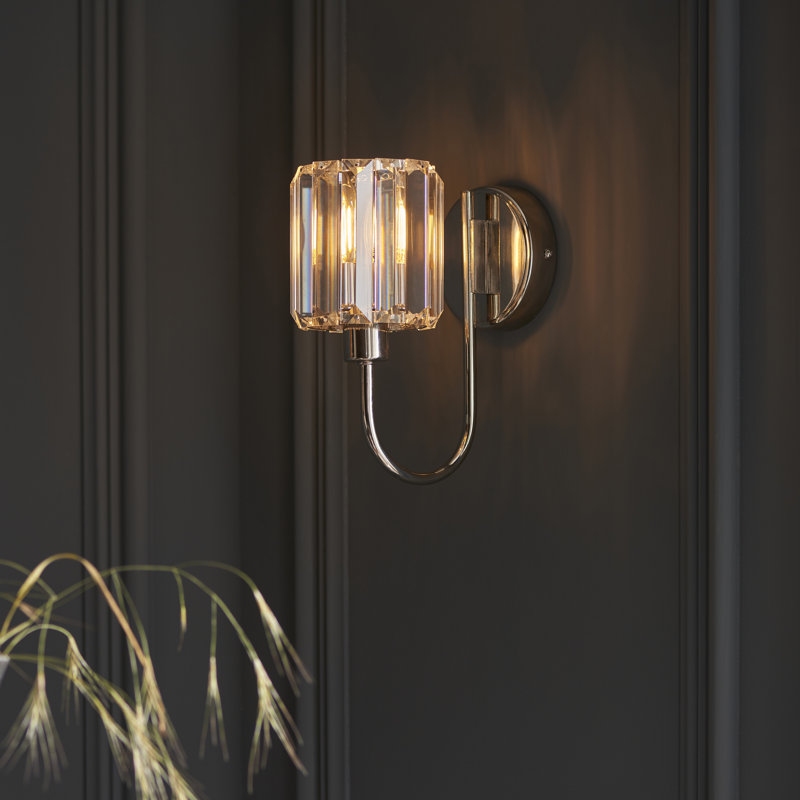 Ampelius Steel Armed Sconce, Bright Nickel Plate
