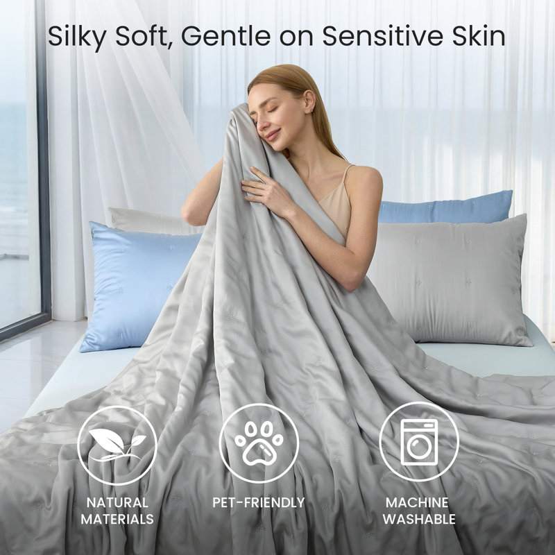 Tencel Dual-Sided Cooling Comforter – Soft, Breathable, Lightweight, All-Season Comforter for Hot Sleepers, Machine Washable