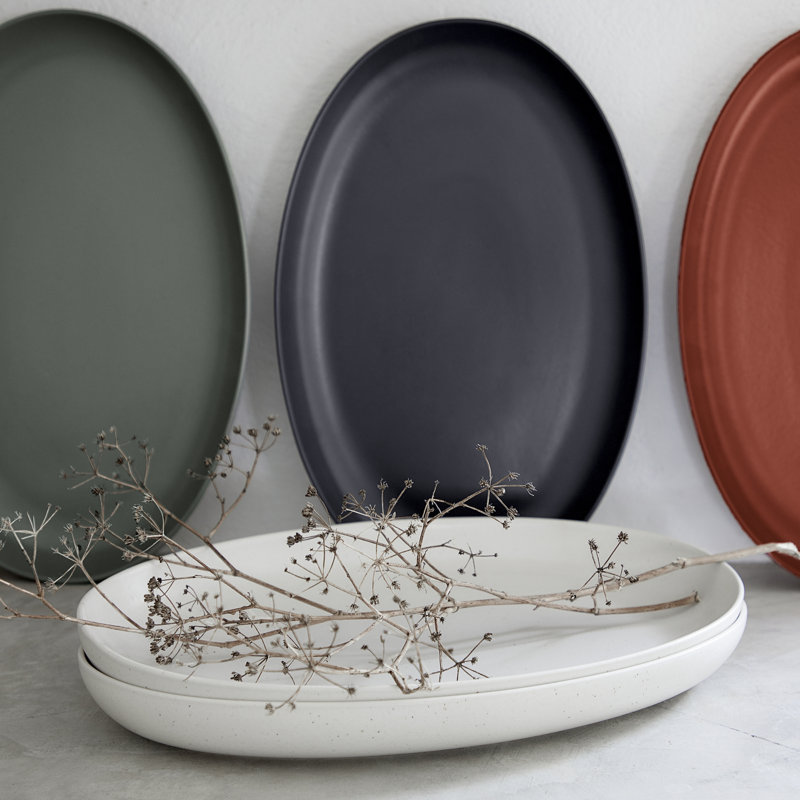 Casafina Pacifica Stoneware Platter, 0.91" H x 8.1" W x 12.72" L, Vanilla