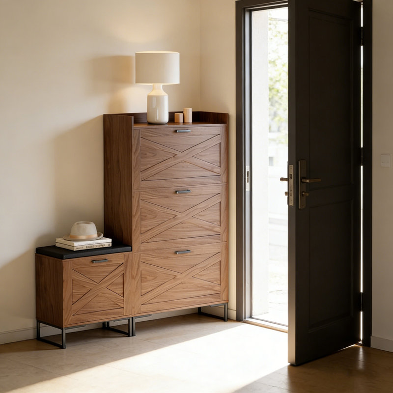 Armoire à chaussures Farmhouse avec banc d'entrée