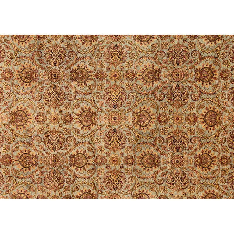 Tapis brun / ivoire en laine noué à la main de conception unique 8 pi 10 po x 11 pi 10 po