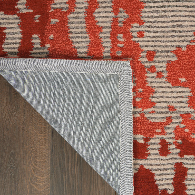 Tapis bleu moderne fait à la main, Rectangle 8 pi 6 po x 11 pi 6 po