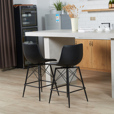 Tabouret de comptoir pivotant en similicuir 26 po Senetra Oconnor (ensemble de 2)