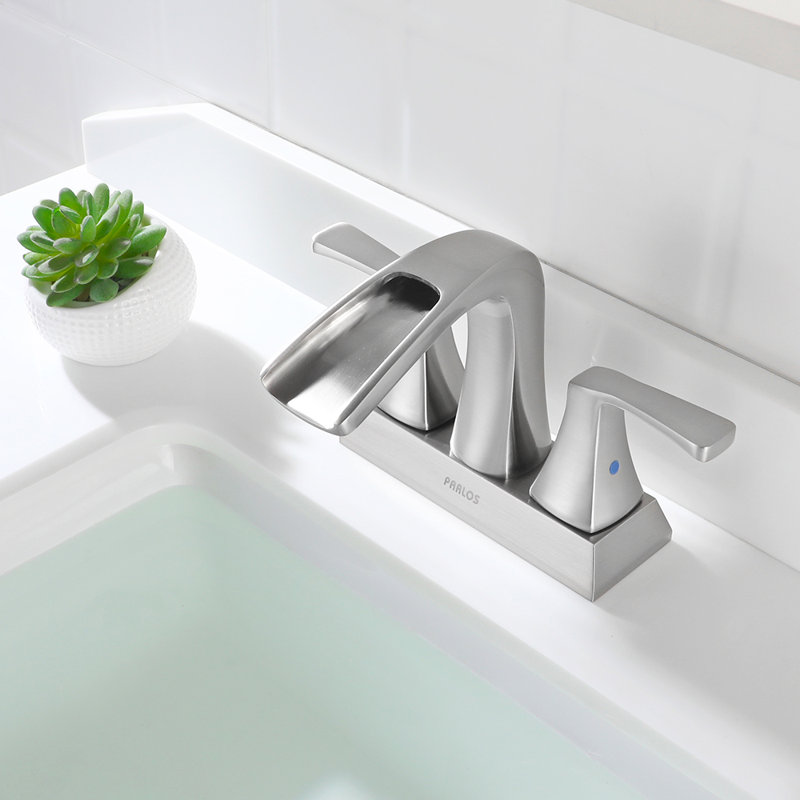 Doris Waterfall Centerset 2-handle Bathroom Faucet with Drain Assembly, Brushed Nickel