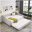 Lit de jour double avec lit gigogne simple capitonné, avec dossier à boutons et clous en cuivre sur les bras ondulés, beige (80,5 po x 55,5 po x 27,5 po)-1604337847