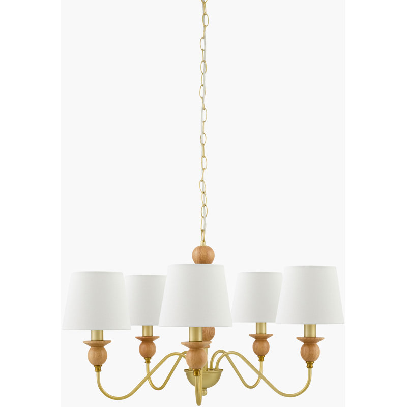 Lustre Myoshia, H 47 po x l 28 po x P 28 po, Blanc, 5 lumières