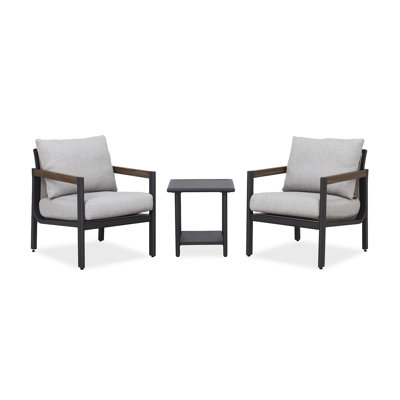 Ensemble de conversation de patio en aluminium Aspen 3 pièces avec coussins