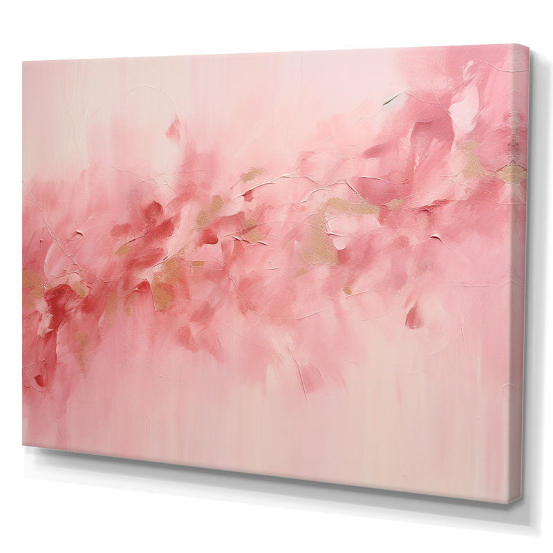 Art mural abstrait doré et rose rivière II - Fuschia, H 34 po x l 44 po x P 1,5 po, Toile tendue