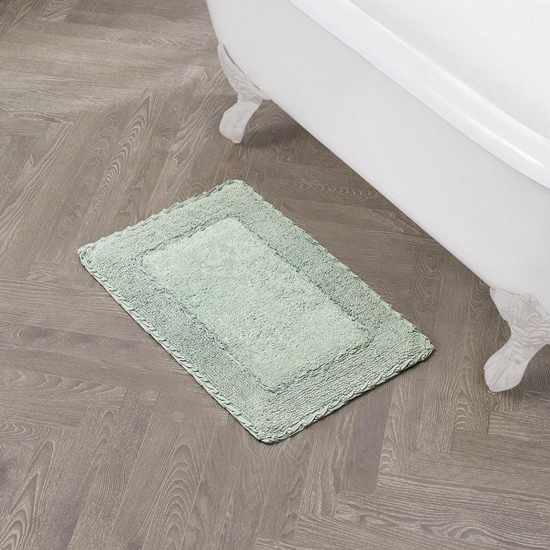 Laura Ashley Ruffle 100% Cotton Bath Rugs, Sage Green, Single - 17"W x 24"L