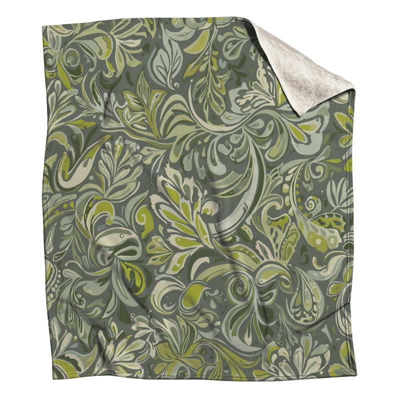 Green Floral Pattern Blankets, 60in W x 80in H