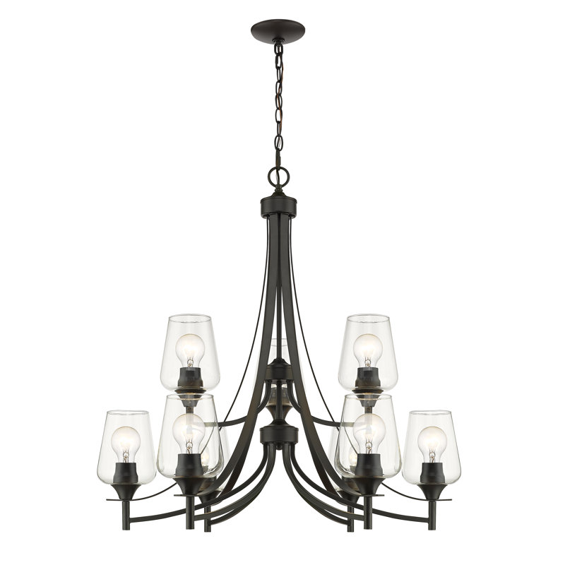 Lustre classique / traditionnel à 9 lumières Hogsett, Noir mat