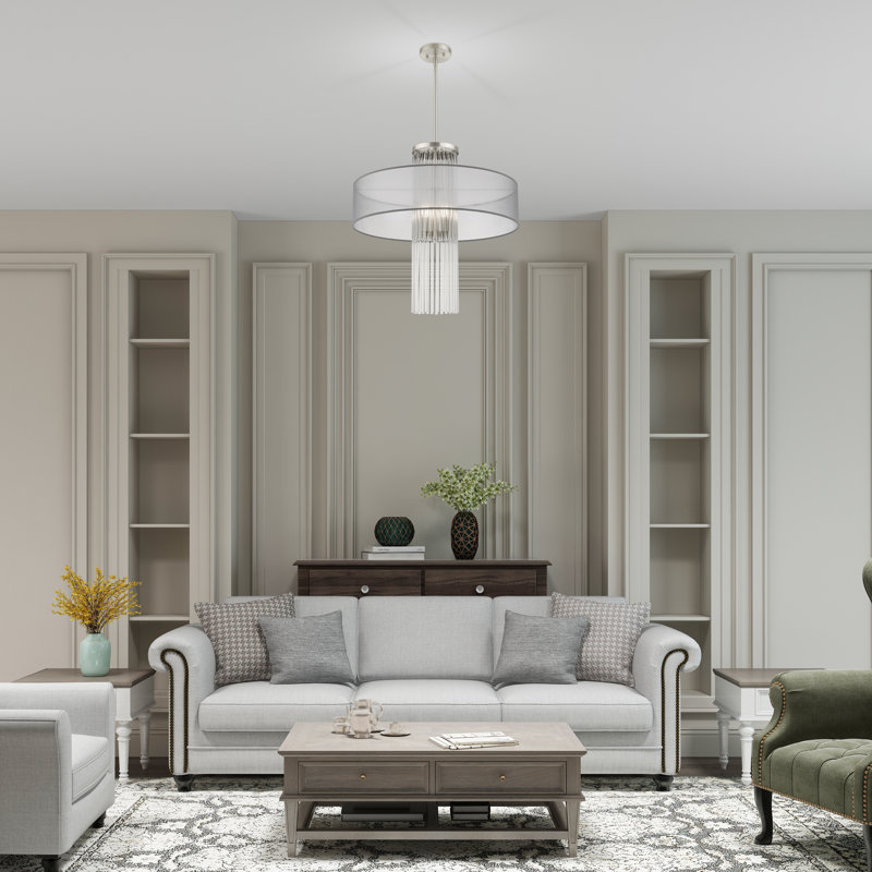 Hanson 4 - Light Drum Chandelier, Translucent Gray