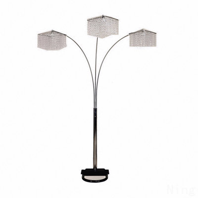 84" Tall Metal Floor Lamp With 3 Crystal Shaded Arches