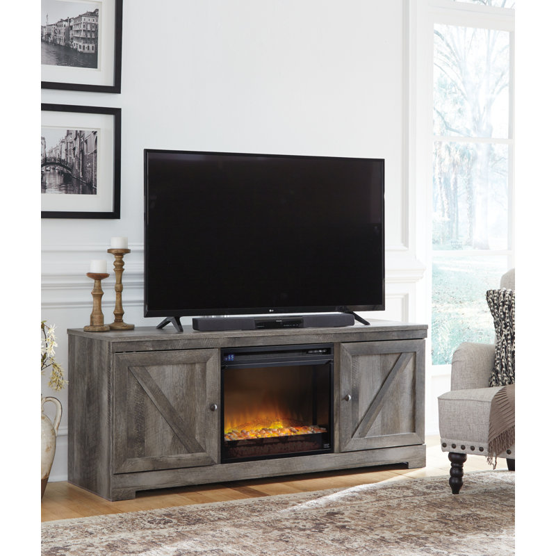 Dazya Unfinished TV Stand for TVs up to 60" with Fireplace Included