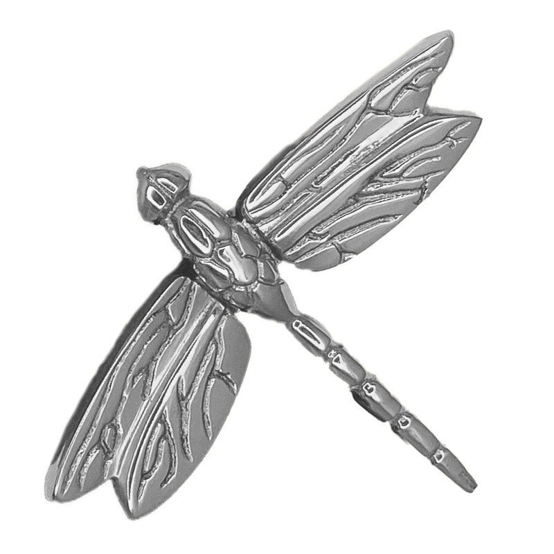Dragonfly In Flight Push Button Doorbell, Nickel Silver