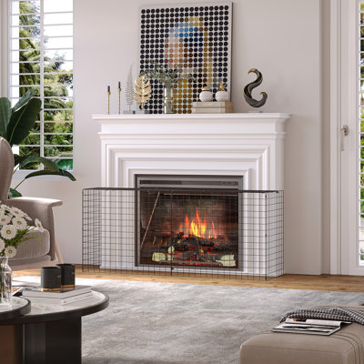 4 Panel Metal Fireplace Screen