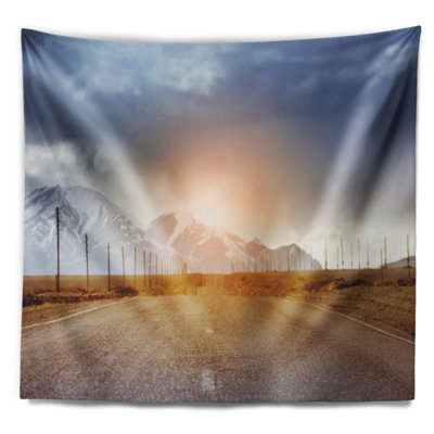 Tapisserie de polyester droit en bleu ciel avec accessoires suspendus inclus