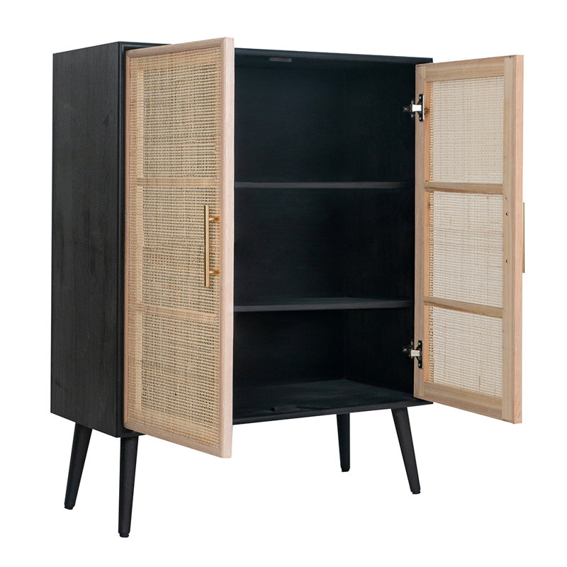 Jolene Accent Cabinet, Black/Natural
