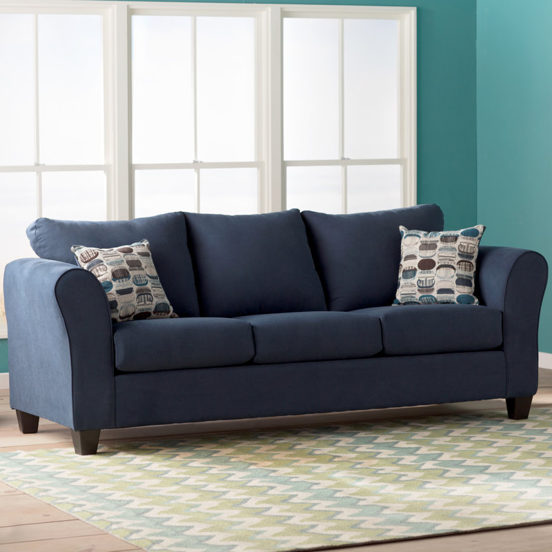 Fredericktown Upholstered 96'' Sofa, Bulldozer Cobalt