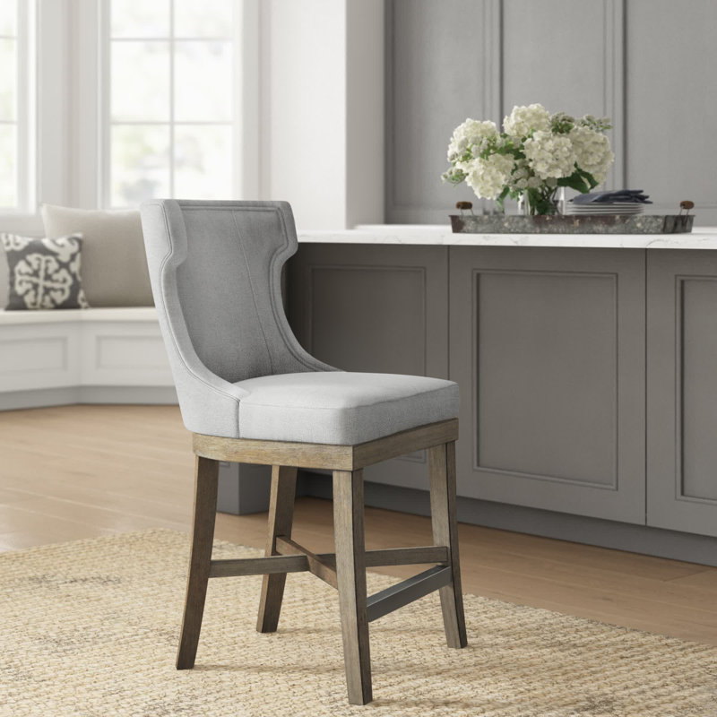 Tabouret de comptoir pivotant à oreilles Carson, Gris clair, 1