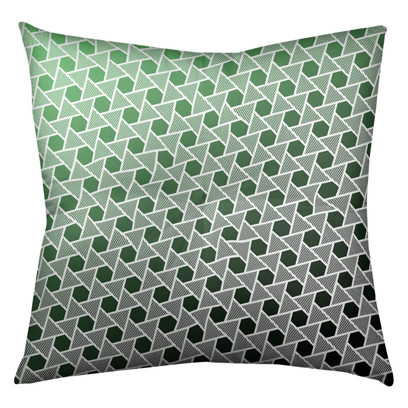 Coussin de plancher hexagonales et triangles, 26 po x 26 po, Noir / Vert