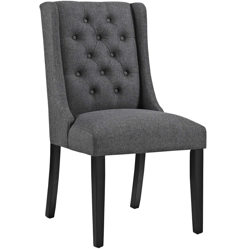 Modway Baronet Button Tufted Fabric Dining Chair, Gray, 2
