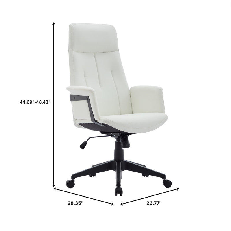 Fauteuil de bureau en cuir Philander, Blanc