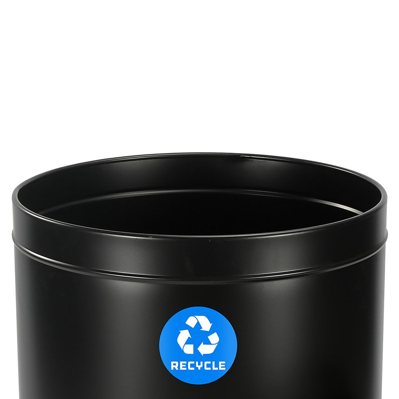 Poubelle de recyclage en acier inoxydable 50 gallons, Noir