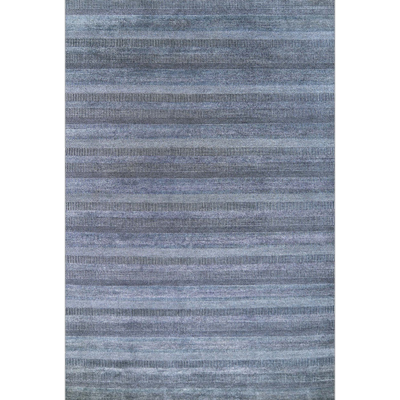 Tapis noir / bleu clair de haute qualité noué à la main, Rectangle 10 pi x 14 pi