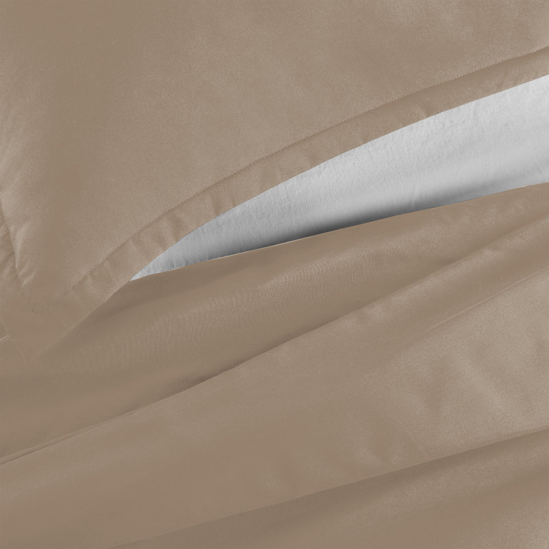 Anicia Super Soft 250 TC Microfibre Reversible Plain Duvet Cover Set, Super King Duvet Cover + 2 Pillowcases, Beige