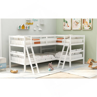 L-Shaped Bunk Bed With Ladder,Twin Size