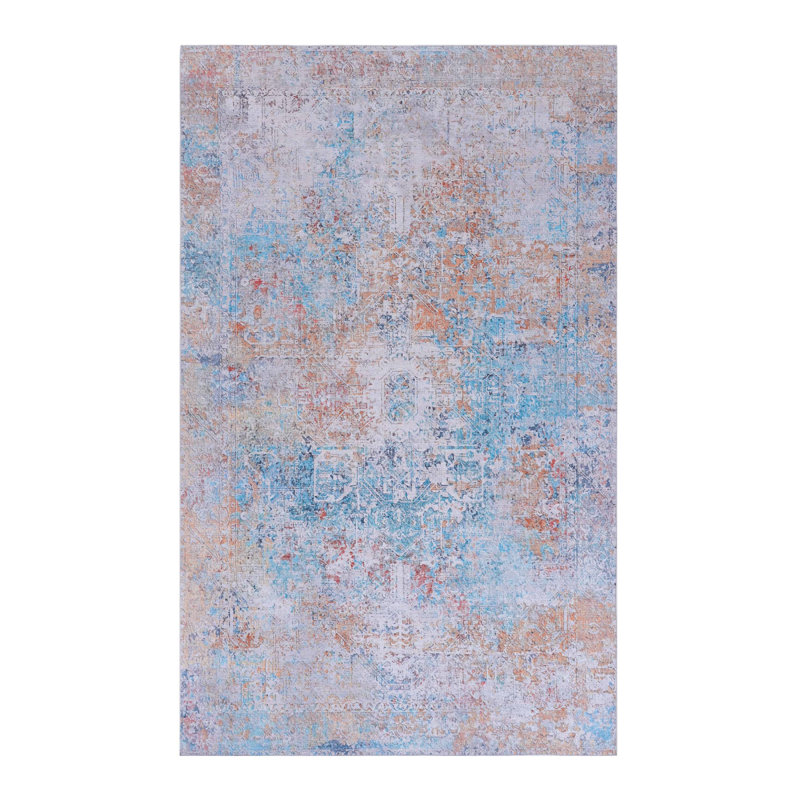 MAVAL Yellow Washable Rug 4X6 Area Rug (Yellow, 4' X 6'), Rectangle 4' x 6'
