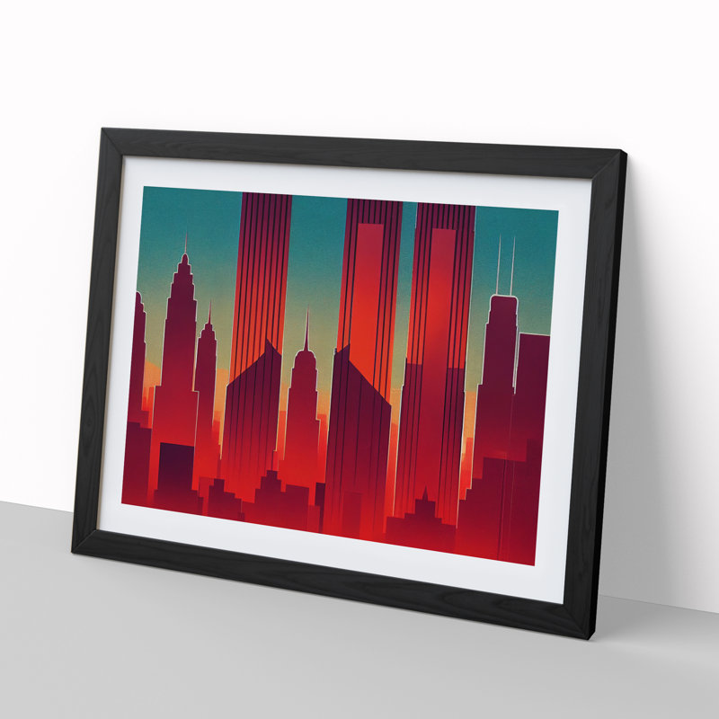 New York Art Deco Vol.1 Abstract - Single Picture Frame Print, 46cm H x 64cm W, Black