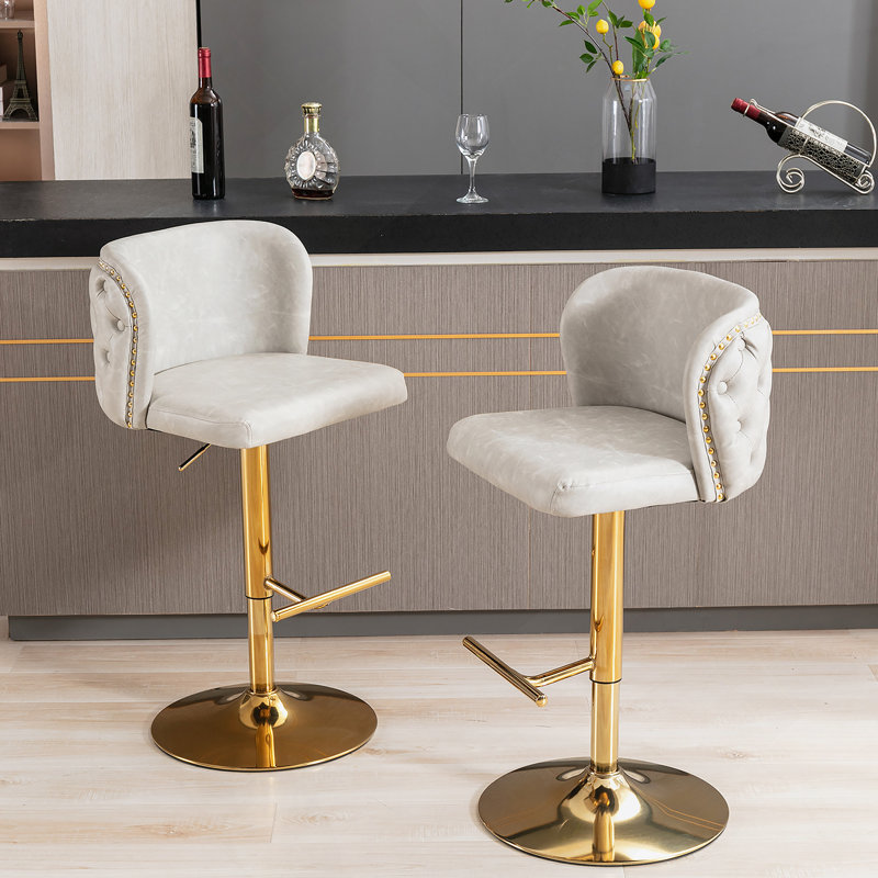 Tabourets de bar pivotants à hauteur réglable, tabourets de bar rembourrés en polyuréthane moderne, Beige