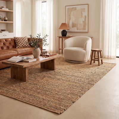 Modern Farmhouse Handmade Natural Fiber Jute Indoor Area Rug with Cotton Backing