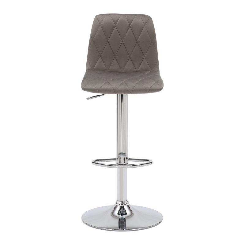 Adelaid Swivel Upholstered Adjustable Height Counter Stool with Metal Frame, Grey